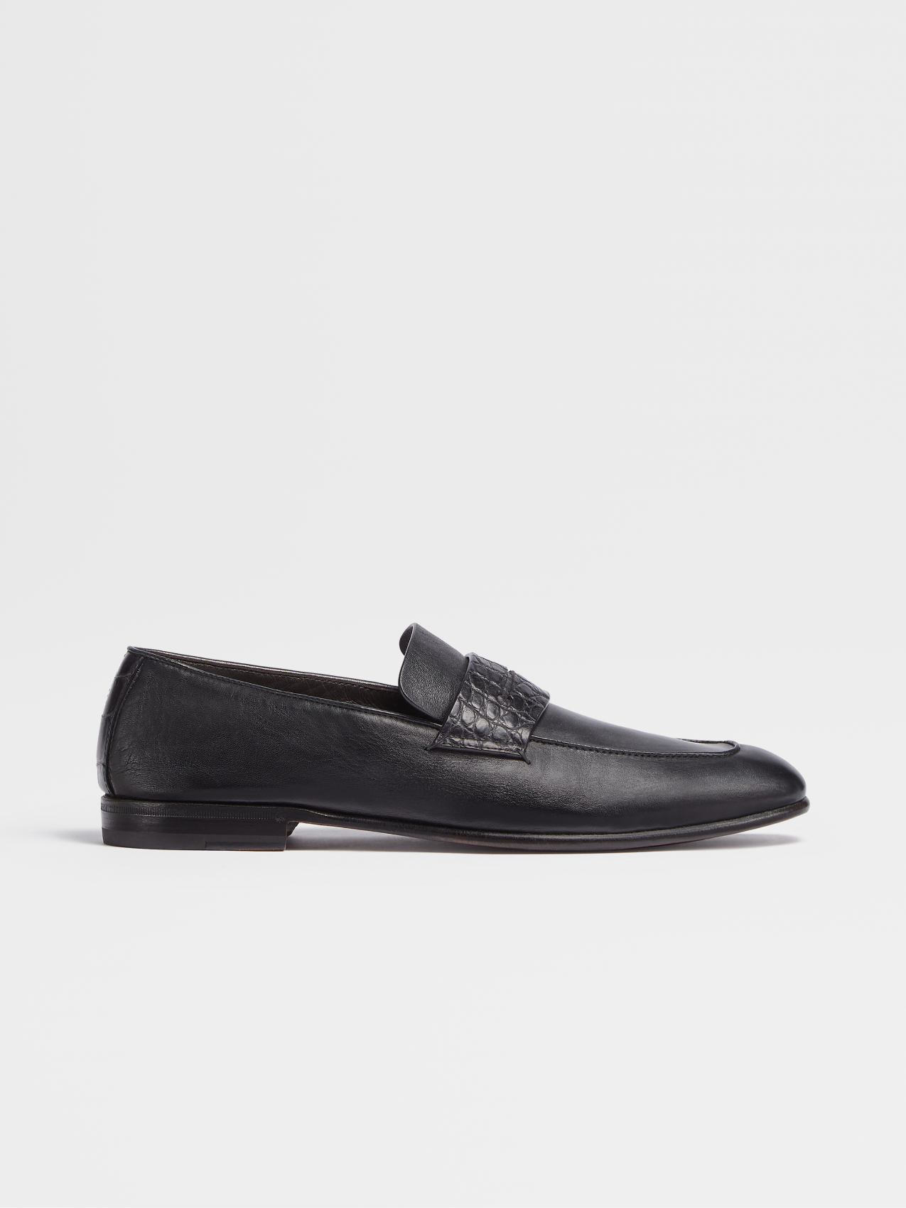 Dark Brown Nappa and Alligator L'Asola Loafers